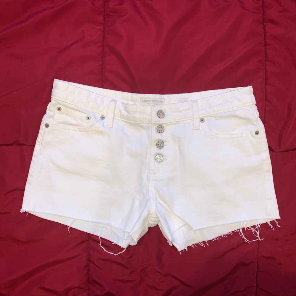 Lucky Brand White “The Cut Off” Denim Shorts